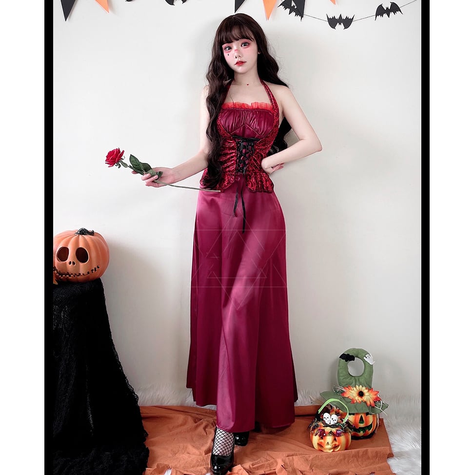 【ハロウィン】大人用 コスチューム 吸血鬼 仮装 コスプレ ヴァンパイア プリンセス ロングドレス ケープ