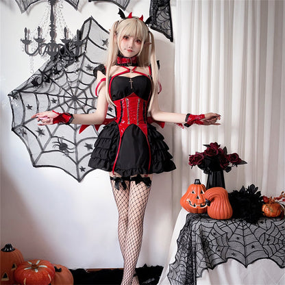 【ハロウィン】 コスチューム 大人用 ダークゴシック メイド服 セクシー 小悪魔 日本アニメ 角色扮演 バットウィング