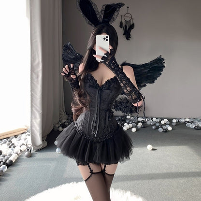 【ハロウィン】コルセット ダークエンジェル チューブトップ ベスト セクシー ランジェリー