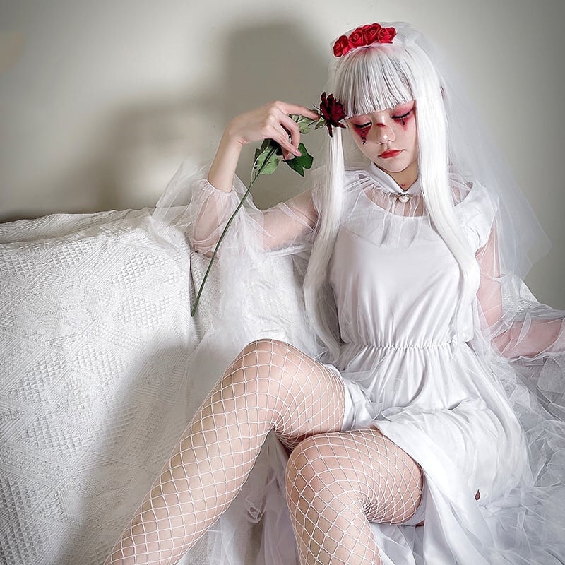 【ハロウィン】コスプレ怪誕屍新娘 魔女 花嫁 ゴーストブライド ブラック＆ホワイト ヴァンパイア ウィッチ レディース