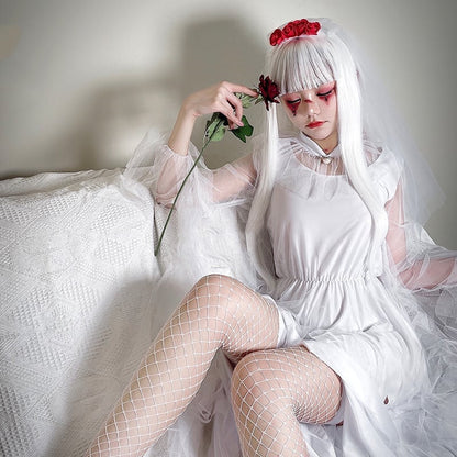 【ハロウィン】コスプレ怪誕屍新娘 魔女 花嫁 ゴーストブライド ブラック＆ホワイト ヴァンパイア ウィッチ レディース