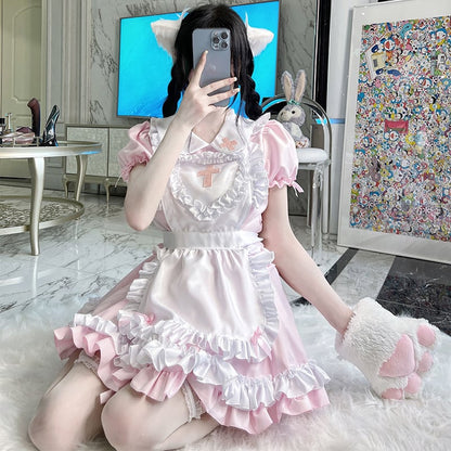 【ハロウィン】クラシック メイド服 半袖 可愛い 日系 コスプレ ワンピース