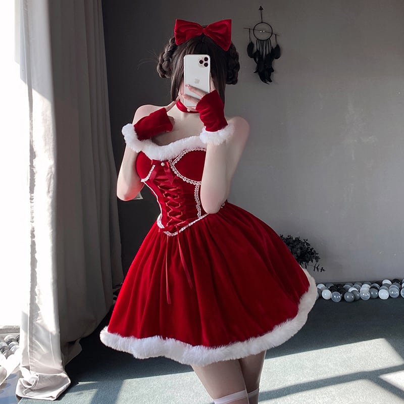 【クリスマス】プレゼントは私！ セクシー グリーン チューブトップワンピース 新年勝負ドレス