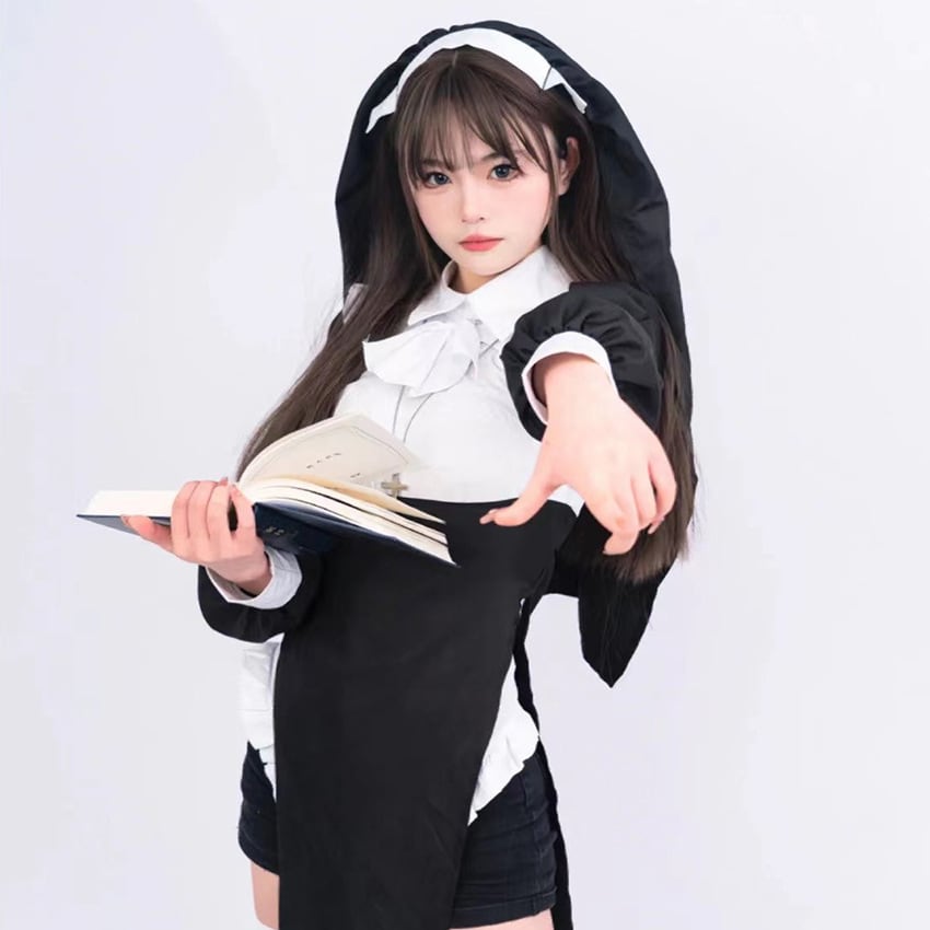 【ハロウィン】コスプレ 衣装 セクシー ナース 修道女 大きいサイズ ハロウィン メイド タイト ローブ
