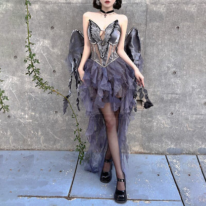 【ハロウィン】衣装 レディース ダーク ゴシック ゴースト エンジェル デビル コスプレ 大人用 ドレス