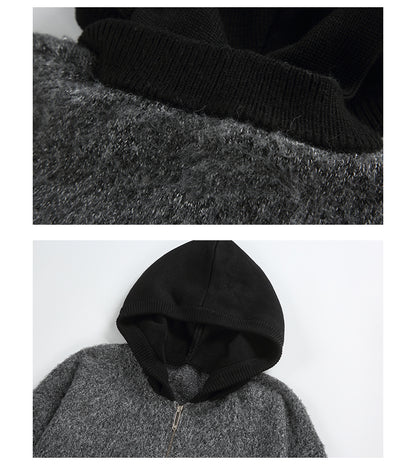 【24AW】【15～20日内発送】【アウター】高級感 配色 厚い保温 ニットセーター ジャケット【FCシリーズ】