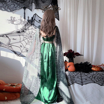 【ハロウィン】レディース ギリシャ神話 メドゥーサ コスプレ ヘビヘッド マント付き ドレス 役割衣装