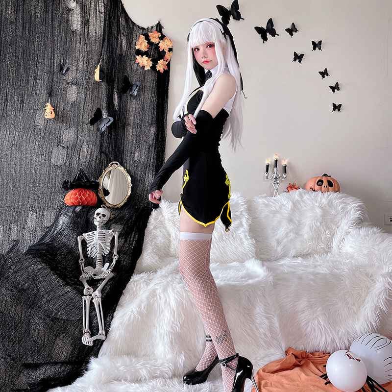 【ハロウィン】大人用セクシー修道女コスチューム・十字架吸血鬼・ブラックマリア・舞台・劇用衣装