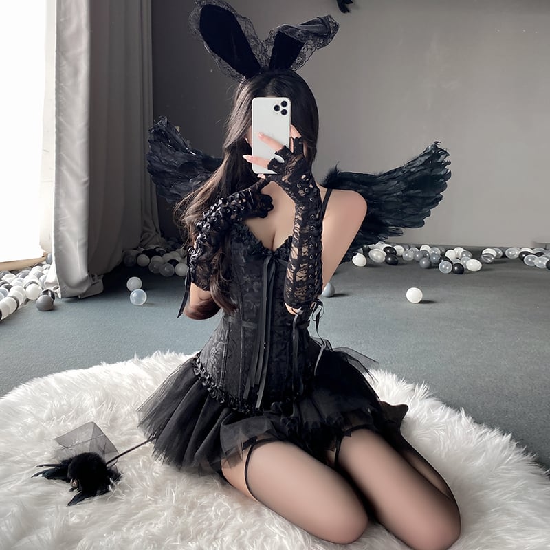 【ハロウィン】コルセット ダークエンジェル チューブトップ ベスト セクシー ランジェリー