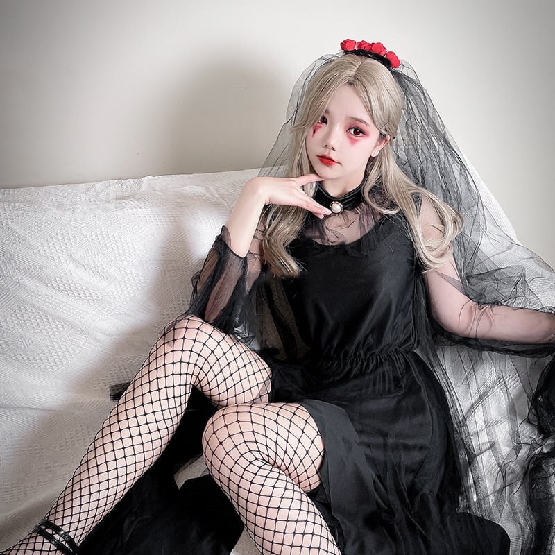 【ハロウィン】コスプレ怪誕屍新娘 魔女 花嫁 ゴーストブライド ブラック＆ホワイト ヴァンパイア ウィッチ レディース