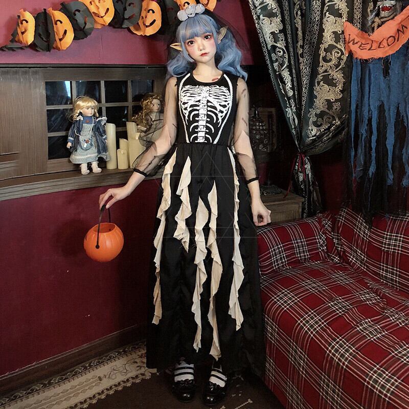 【ハロウィン】コスプレ  魔女 パーティ ダークデビル ゴーストブライド ブラック ヴァンパイア レディース