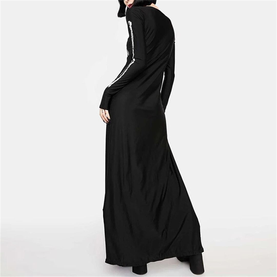 【ハロウィン】新作 個性 セクシー ロングワンピース コスプレ プリント スカル柄