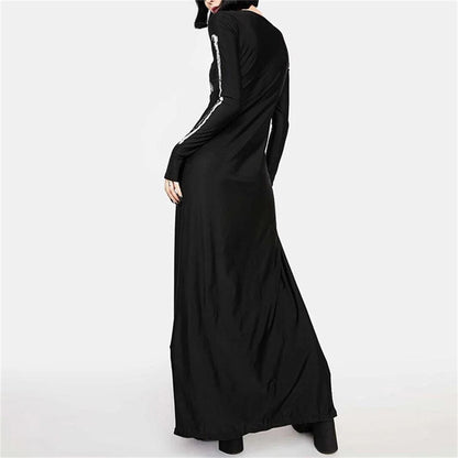 【ハロウィン】新作 個性 セクシー ロングワンピース コスプレ プリント スカル柄