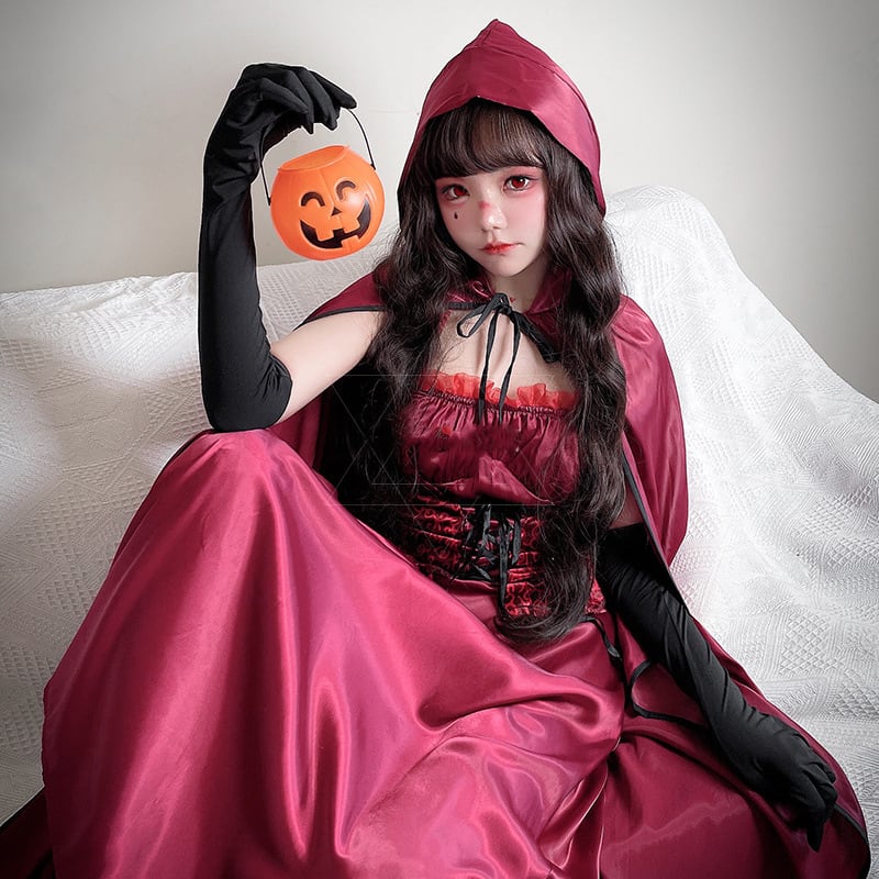 【ハロウィン】大人用 コスチューム 吸血鬼 仮装 コスプレ ヴァンパイア プリンセス ロングドレス ケープ