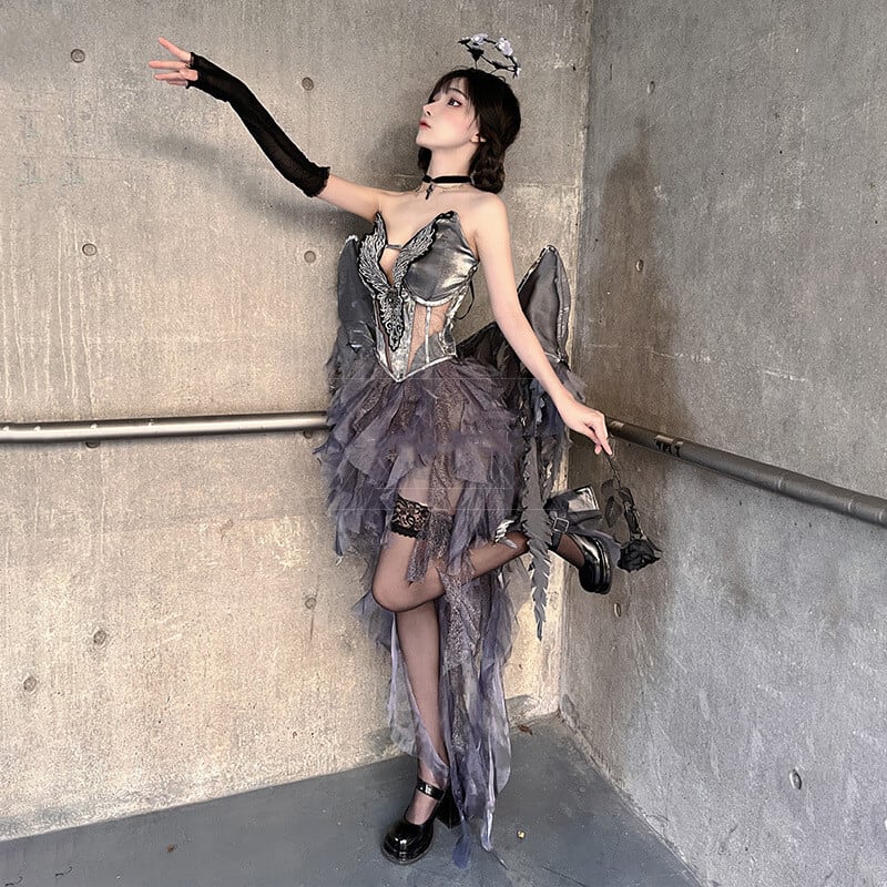 【ハロウィン】衣装 レディース ダーク ゴシック ゴースト エンジェル デビル コスプレ 大人用 ドレス