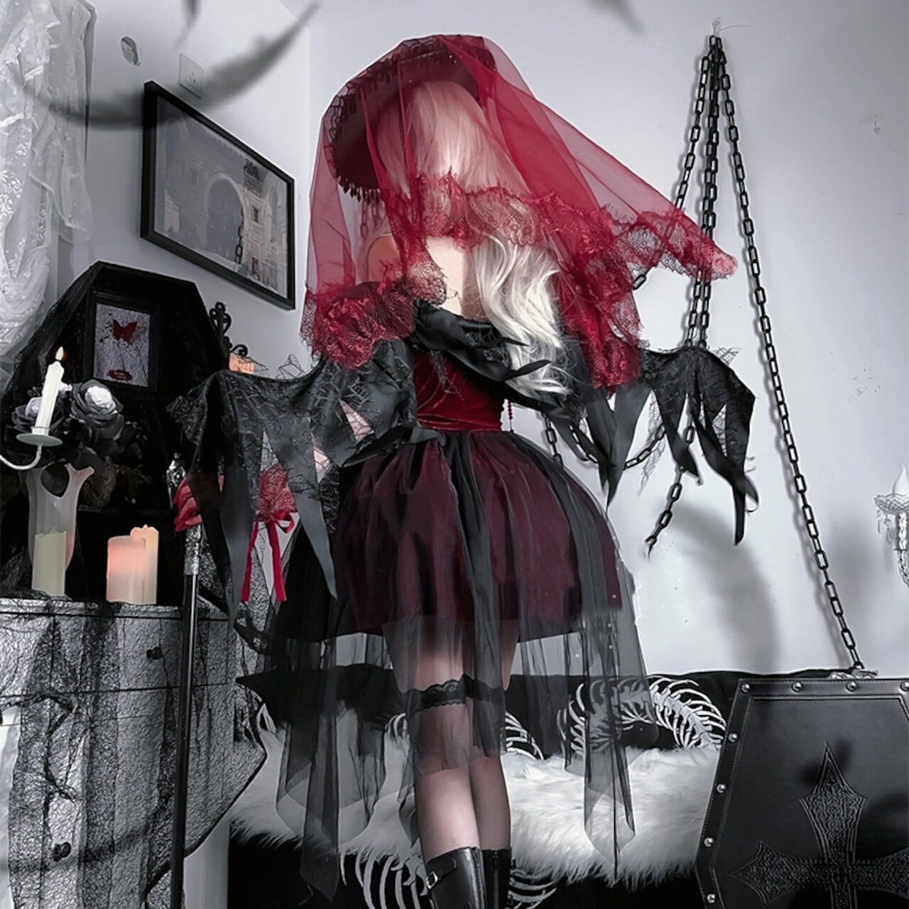 【ハロウィン】コスプレ 衣装 レディース 新作 赤い悪魔 暗黒天使 ワンピース セット セクシー 角色扮演服