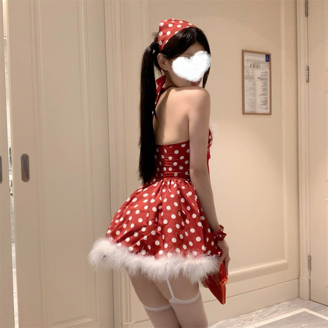 【クリスマス】日韓風 サンタコスチューム 可愛いクリスマスセットアップ 新年スウィートキャミワンピース