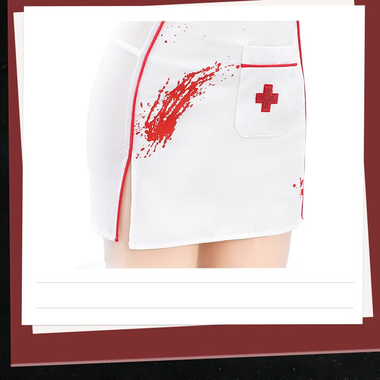 【ハロウィン】コスプレ・ナース服・プリント入りセクシーランジェリー制服