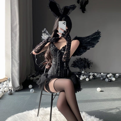 【ハロウィン】コルセット ダークエンジェル チューブトップ ベスト セクシー ランジェリー