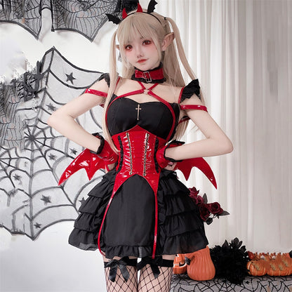 【ハロウィン】 コスチューム 大人用 ダークゴシック メイド服 セクシー 小悪魔 日本アニメ 角色扮演 バットウィング