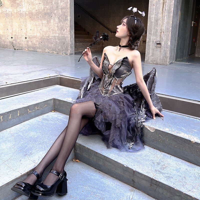 【ハロウィン】衣装 レディース ダーク ゴシック ゴースト エンジェル デビル コスプレ 大人用 ドレス