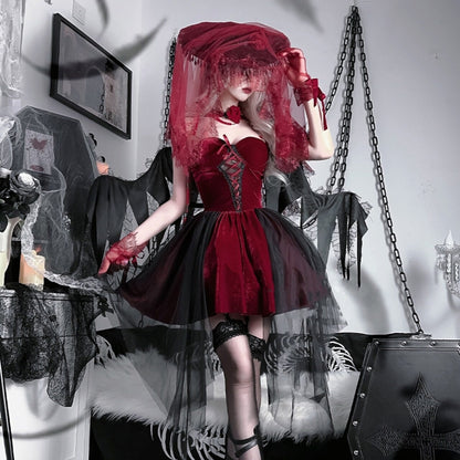 【ハロウィン】コスプレ 衣装 レディース 新作 赤い悪魔 暗黒天使 ワンピース セット セクシー 角色扮演服