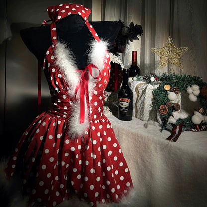 【クリスマス】日韓風 サンタコスチューム 可愛いクリスマスセットアップ 新年スウィートキャミワンピース