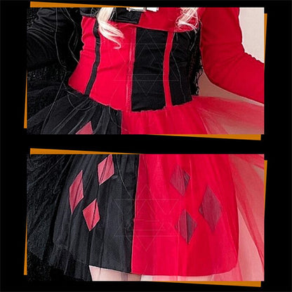 【ハロウィン】レディース サーカス ピエロ コスプレ パンク ハリークイン風 ホラー ステージ 衣装