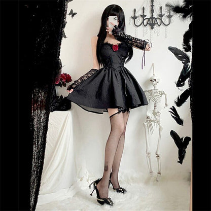 【ハロウィン】ゴシックコスプレ・ダークウィッチ・ヴァンパイア・ブラックワンピース・ブライド・エンジェル衣装