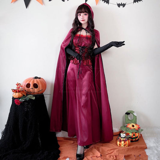 【ハロウィン】大人用 コスチューム 吸血鬼 仮装 コスプレ ヴァンパイア プリンセス ロングドレス ケープ