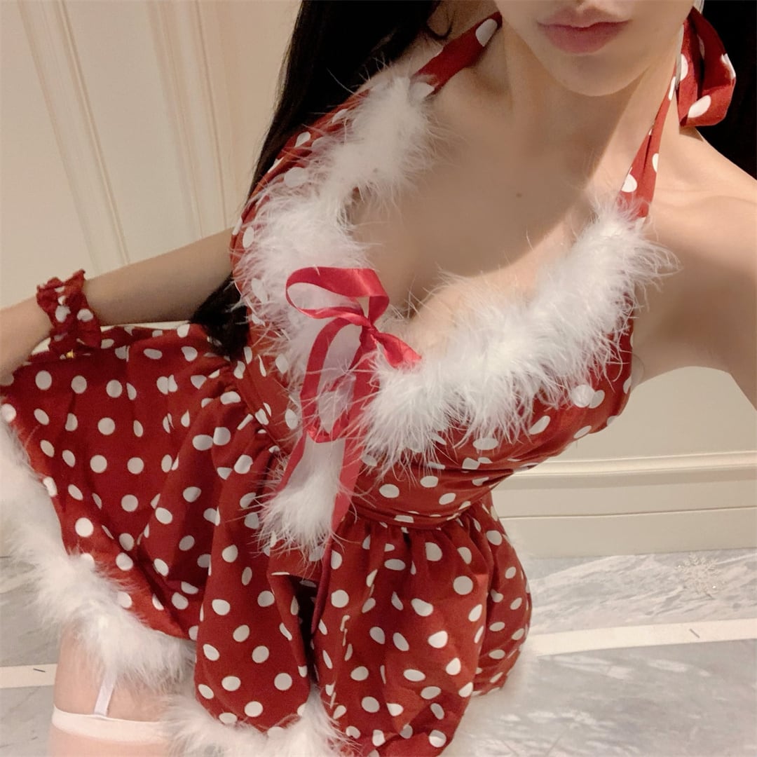 【クリスマス】日韓風 サンタコスチューム 可愛いクリスマスセットアップ 新年スウィートキャミワンピース