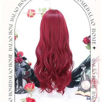 【ハロウィン】ハロウィン コスプレ ロリータ ウィッグ ワインレッド ロングカール フルウィッグ JK風 自然 小顔効果