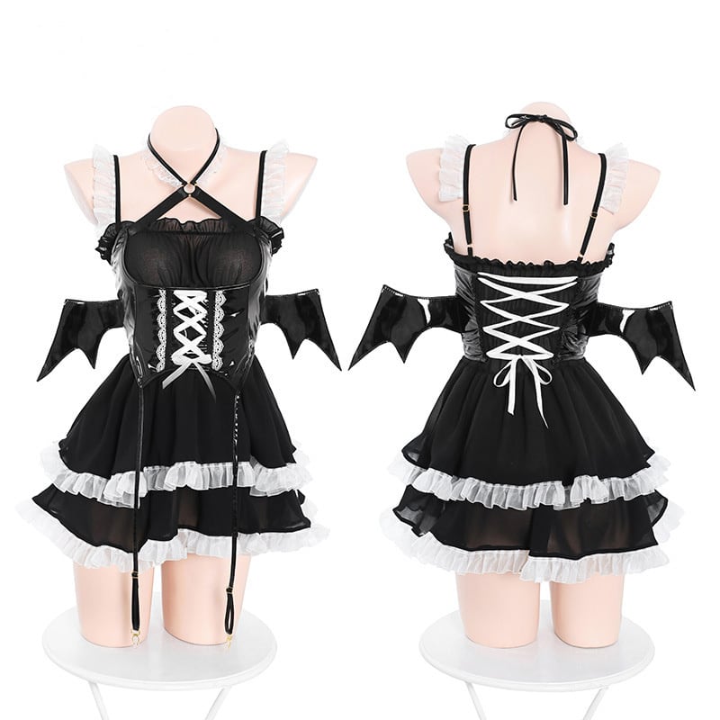 【ハロウィン】 セクシー ランジェリー PU レザー コスプレ デビル タイト コルセット 高級感