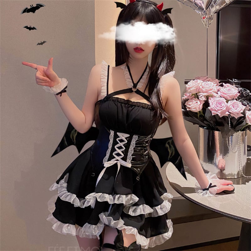【ハロウィン】 セクシー ランジェリー PU レザー コスプレ デビル タイト コルセット 高級感