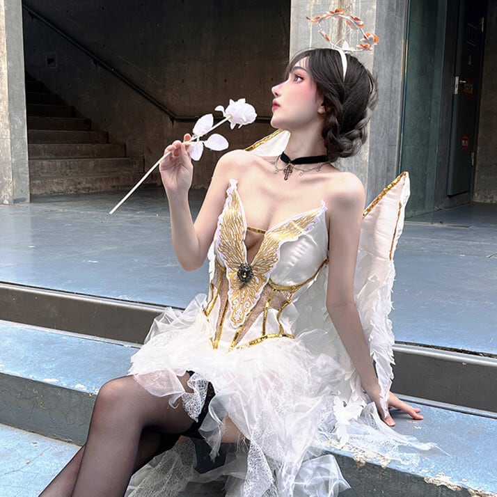 【ハロウィン】衣装 レディース ダーク ゴシック ゴースト エンジェル デビル コスプレ 大人用 ドレス