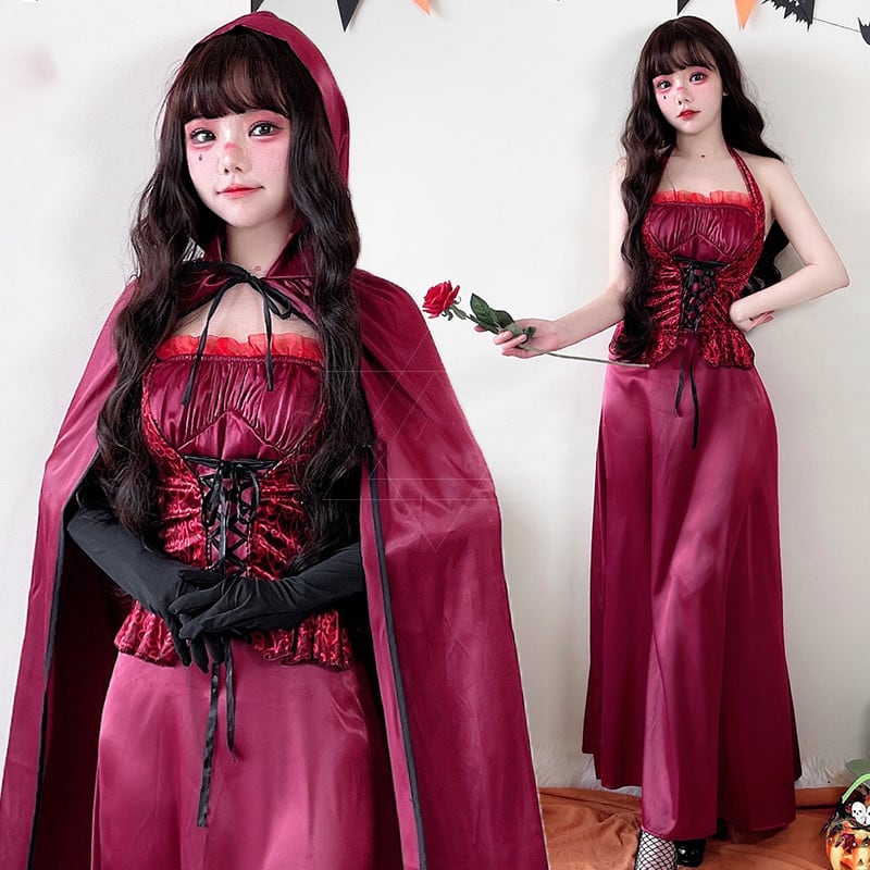 【ハロウィン】大人用 コスチューム 吸血鬼 仮装 コスプレ ヴァンパイア プリンセス ロングドレス ケープ