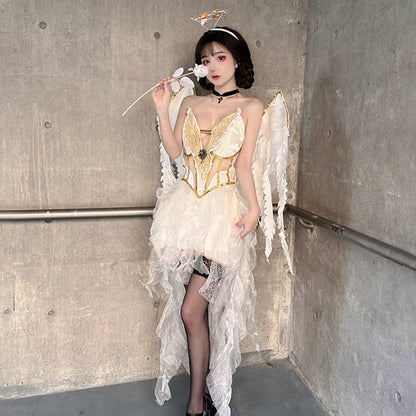 【ハロウィン】衣装 レディース ダーク ゴシック ゴースト エンジェル デビル コスプレ 大人用 ドレス