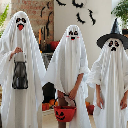 【ハロウィン】衣装 ホワイト  怖い白い 幽霊服  ゴースト ケープ 子供 大人 コスチューム マント