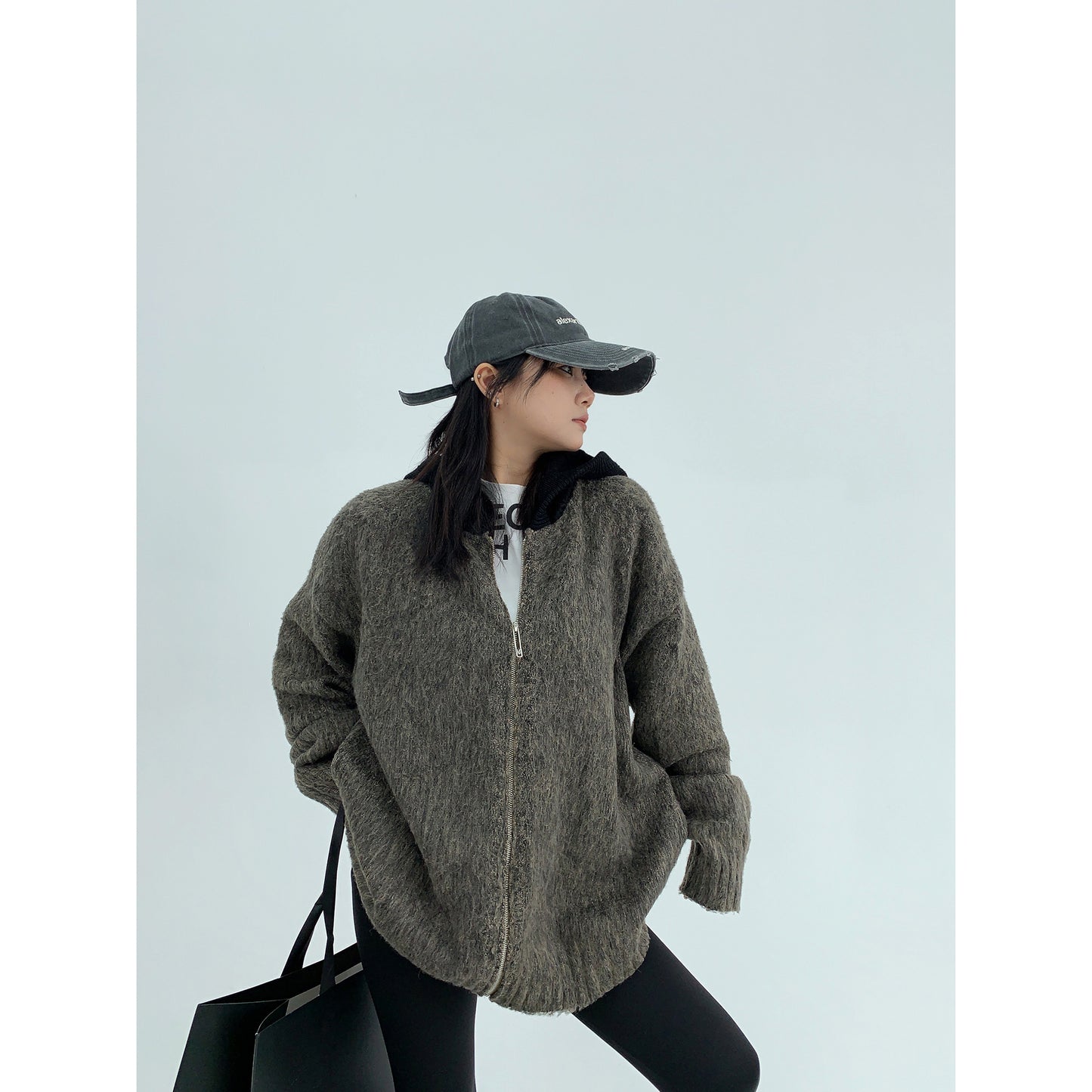 【24AW】【15～20日内発送】【アウター】高級感 配色 厚い保温 ニットセーター ジャケット【FCシリーズ】