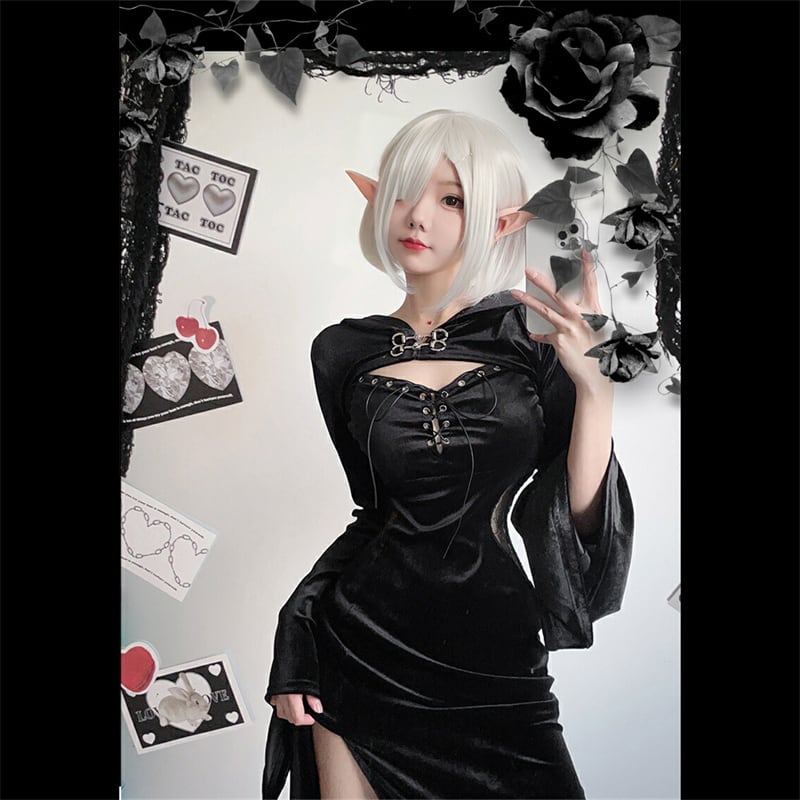 【ハロウィン】衣装 レディース ゴシック ダーク ロングドレス 魔女 吸血鬼 花嫁 コスチューム