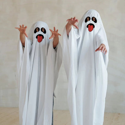 【ハロウィン】衣装 ホワイト  怖い白い 幽霊服  ゴースト ケープ 子供 大人 コスチューム マント