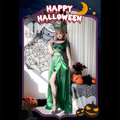 【ハロウィン】レディース ギリシャ神話 メドゥーサ コスプレ ヘビヘッド マント付き ドレス 役割衣装