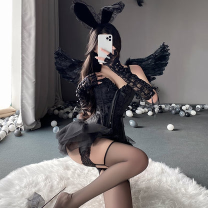 【ハロウィン】コルセット ダークエンジェル チューブトップ ベスト セクシー ランジェリー