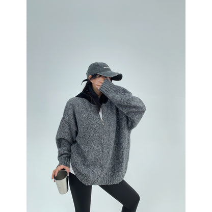 【24AW】【15～20日内発送】【アウター】高級感 配色 厚い保温 ニットセーター ジャケット【FCシリーズ】