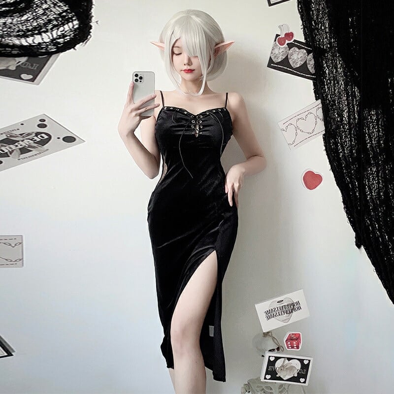 【ハロウィン】衣装 レディース ゴシック ダーク ロングドレス 魔女 吸血鬼 花嫁 コスチューム