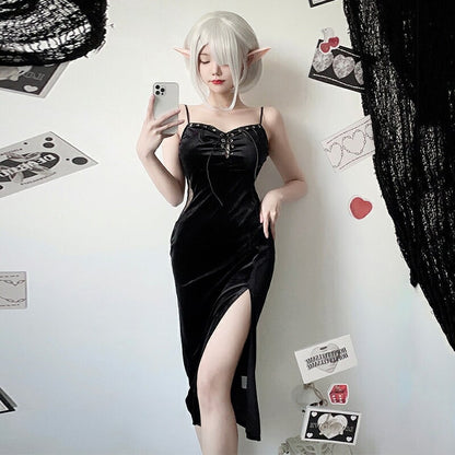 【ハロウィン】衣装 レディース ゴシック ダーク ロングドレス 魔女 吸血鬼 花嫁 コスチューム