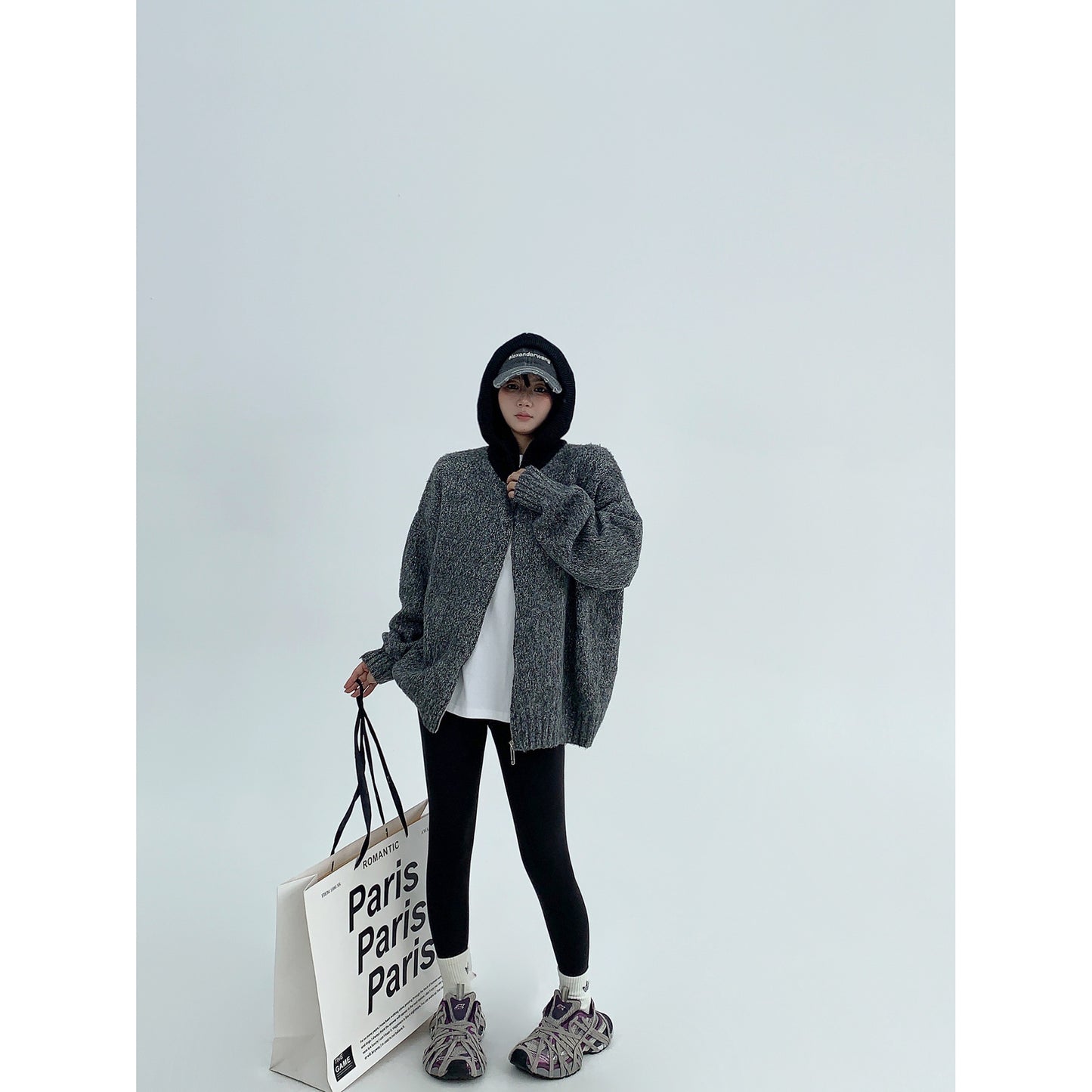 【24AW】【15～20日内発送】【アウター】高級感 配色 厚い保温 ニットセーター ジャケット【FCシリーズ】