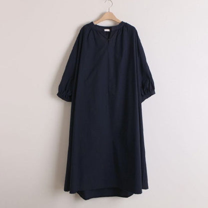 【ワンピース】🌸春夏 新作 韓国風 半袖ワンピース ゆったり ロング丈 バルーンスリーブ カジュアル レディース【JZシリーズ】