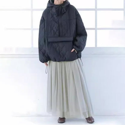 【24AW】【アウター】シンプル ゆったり 着痩せ 新作 長袖 薄手 綿入れコート