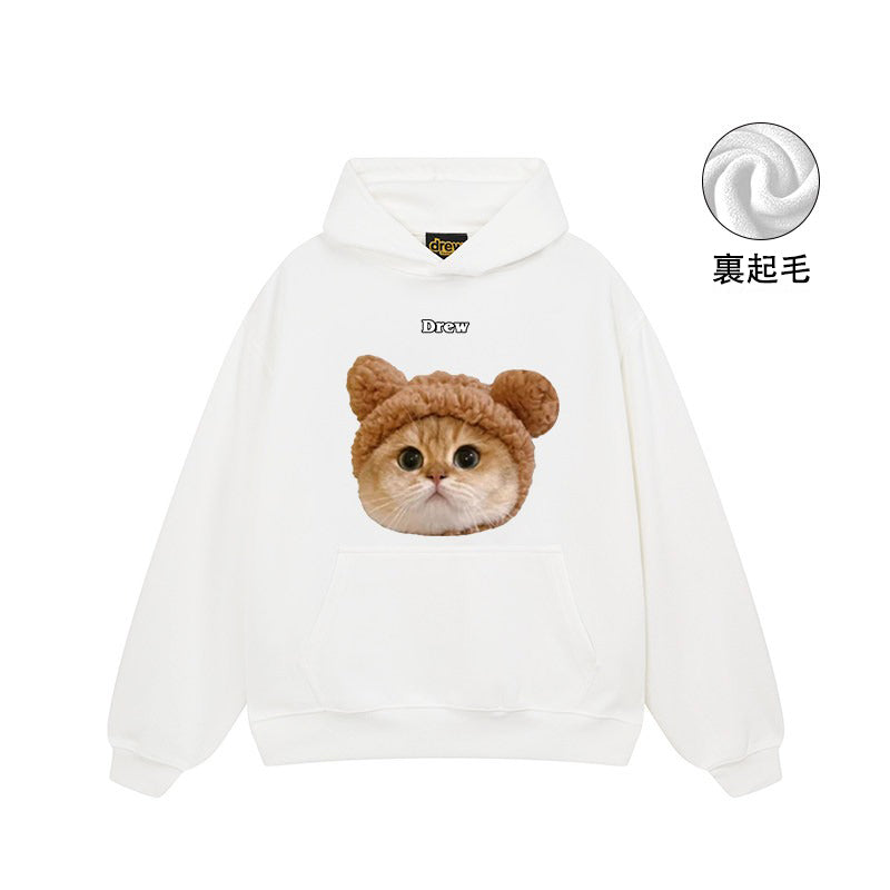【トップス】🐱アメリカンストリート猫プリントクルーネックスウェット ユニセックス コットン オーバーサイズ 秋冬コーデ【FCシリーズ】